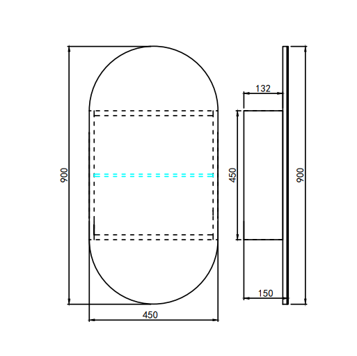 OPLSV4590MW Olivia Matte White Oval Wall Mounted Mirror Cabinet