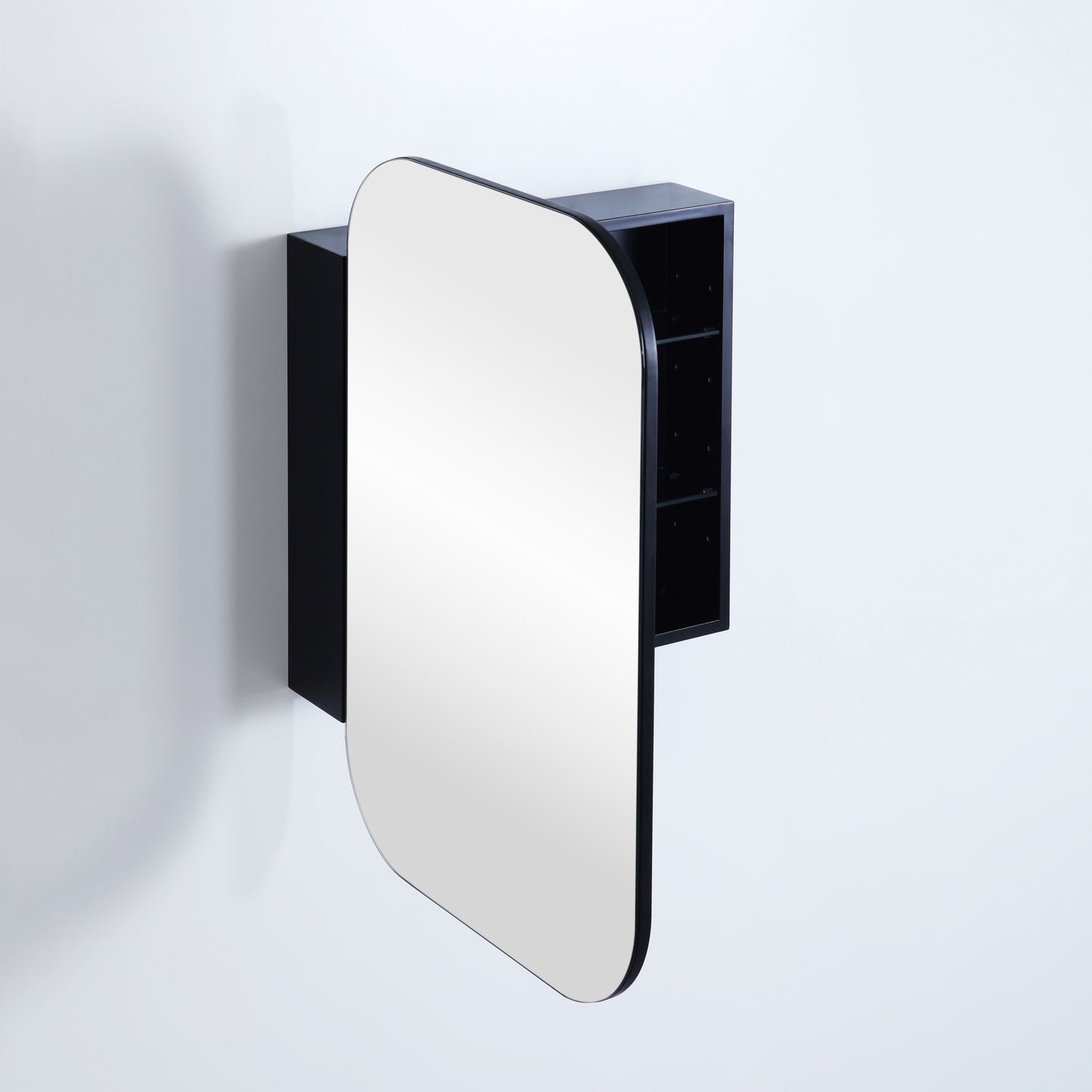 OSV6090MB Olivia Matte Black Rectangular Wall Mounted Mirror Cabinet