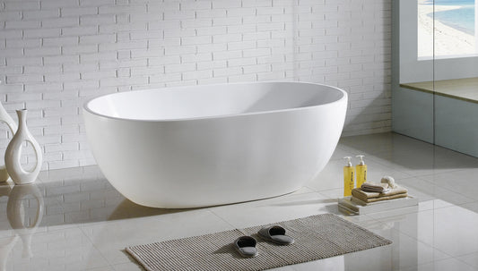 OVBT1300-NF Olivia Gloss White Oval Free Standing Bathtub