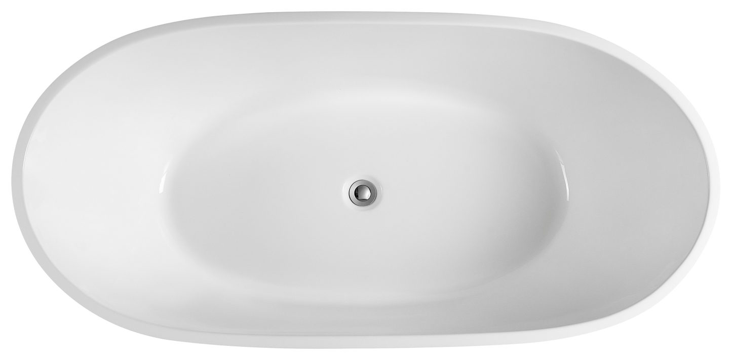 OVBT1300-NF Olivia Gloss White Oval Free Standing Bathtub