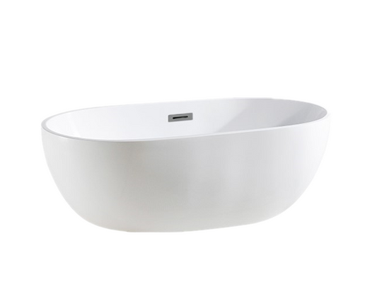 OVBT1530-OF Olivia Gloss White Oval Free Standing Bathtub