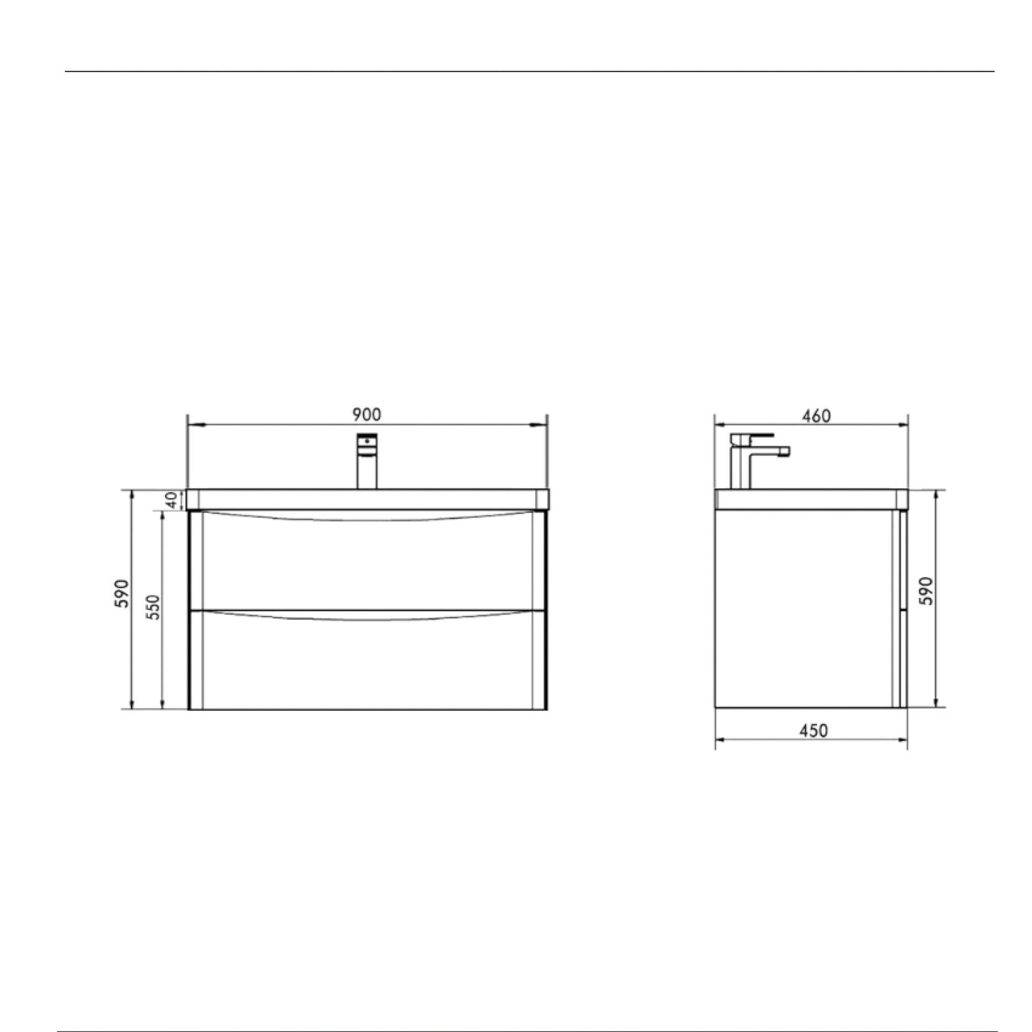 OW900DO Oakland Wood Grain, PVC Filmed Dark Oak Wall Mounted Vanity