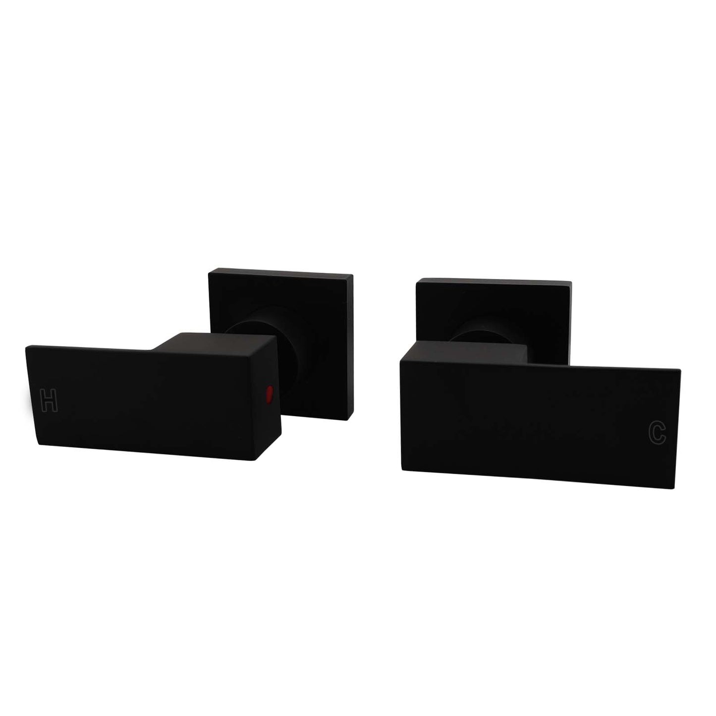 OX0002.ST Blaze Matte Black Square Wall Mounted Taps