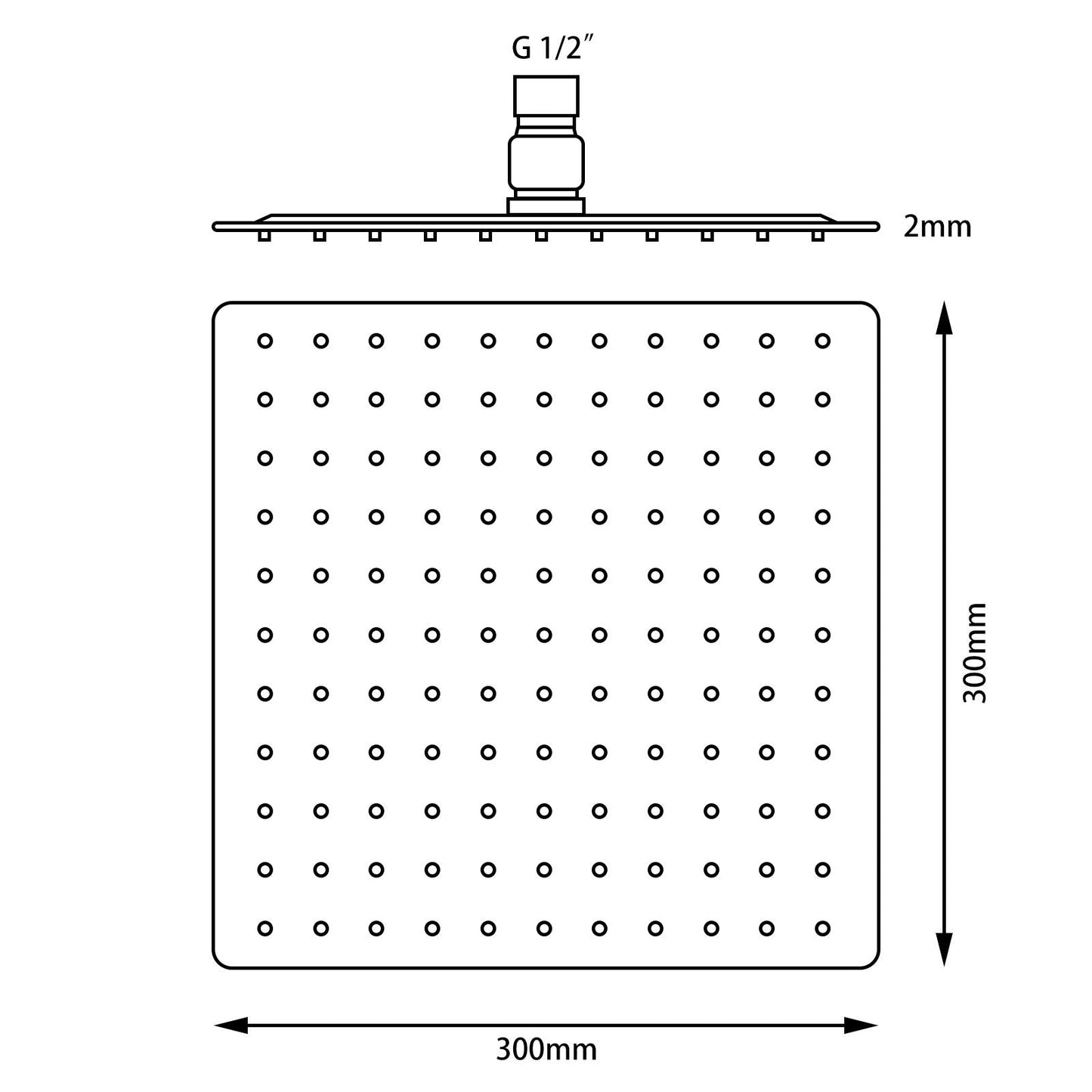 OX0003.SH Matte Black Square Wall Mounted Shower Head