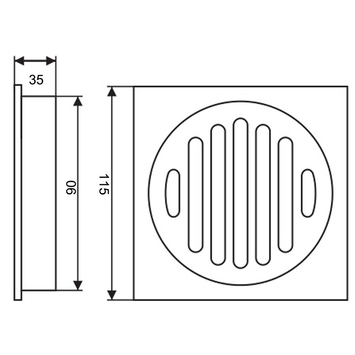 OX002.FD Black, Electroplated Black Square Floor-mounted Floor Waste