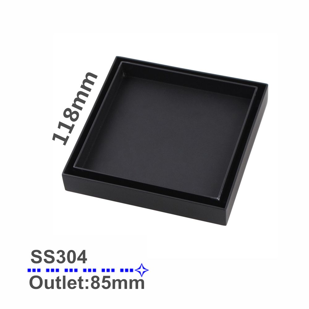 OX003.FD Matte Black Square Floor-mounted Floor Waste