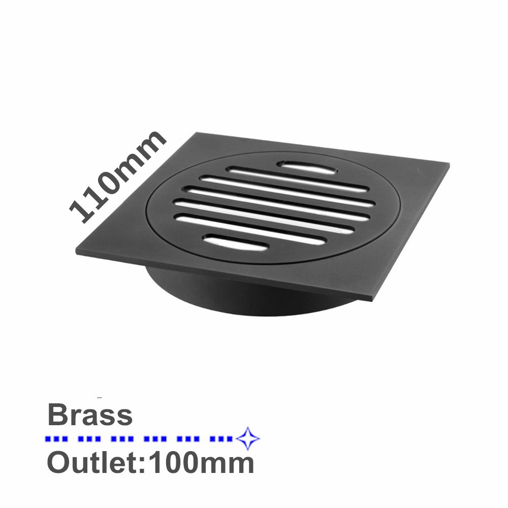 OX004.FD Matte Black Square Floor-mounted Floor Waste