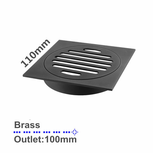 OX004.FD Matte Black Square Floor-mounted Floor Waste