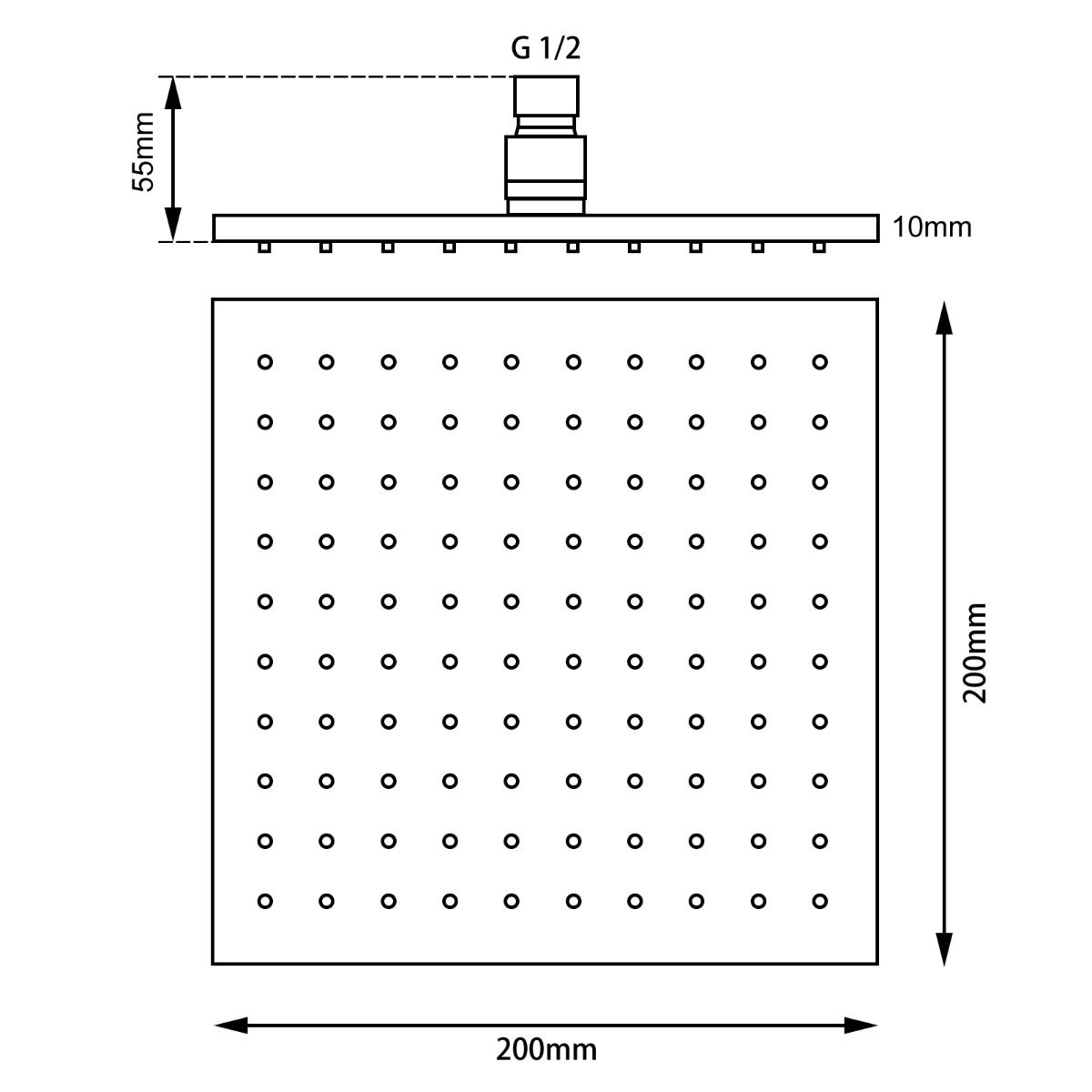 OX0115.SH Matte Black Square Shower Head