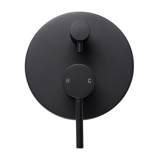 OX0125-2.ST LUCID PIN Matte Black Round Wall Mounted Mixer Diverter