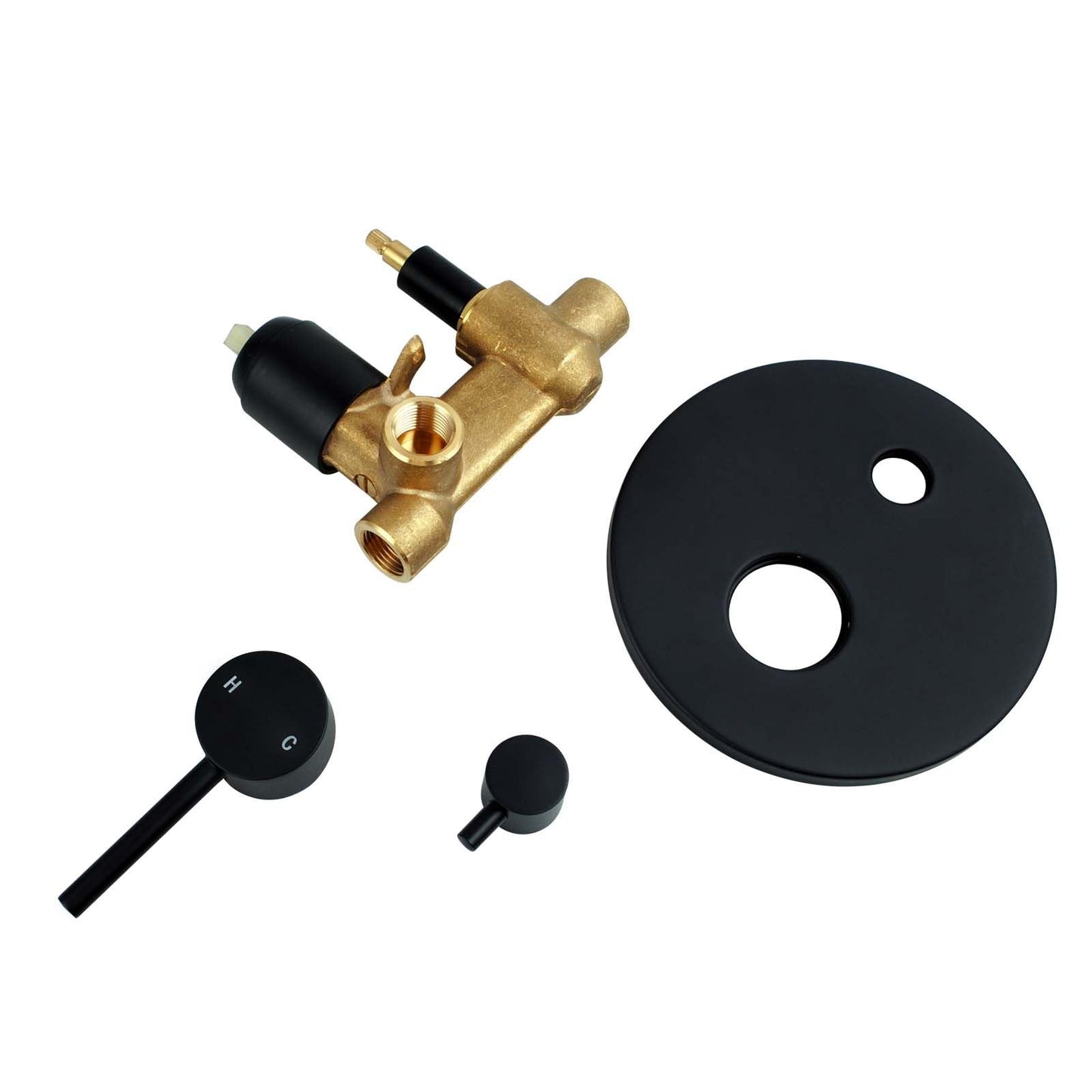 OX0125-2.ST LUCID PIN Matte Black Round Wall Mounted Mixer Diverter