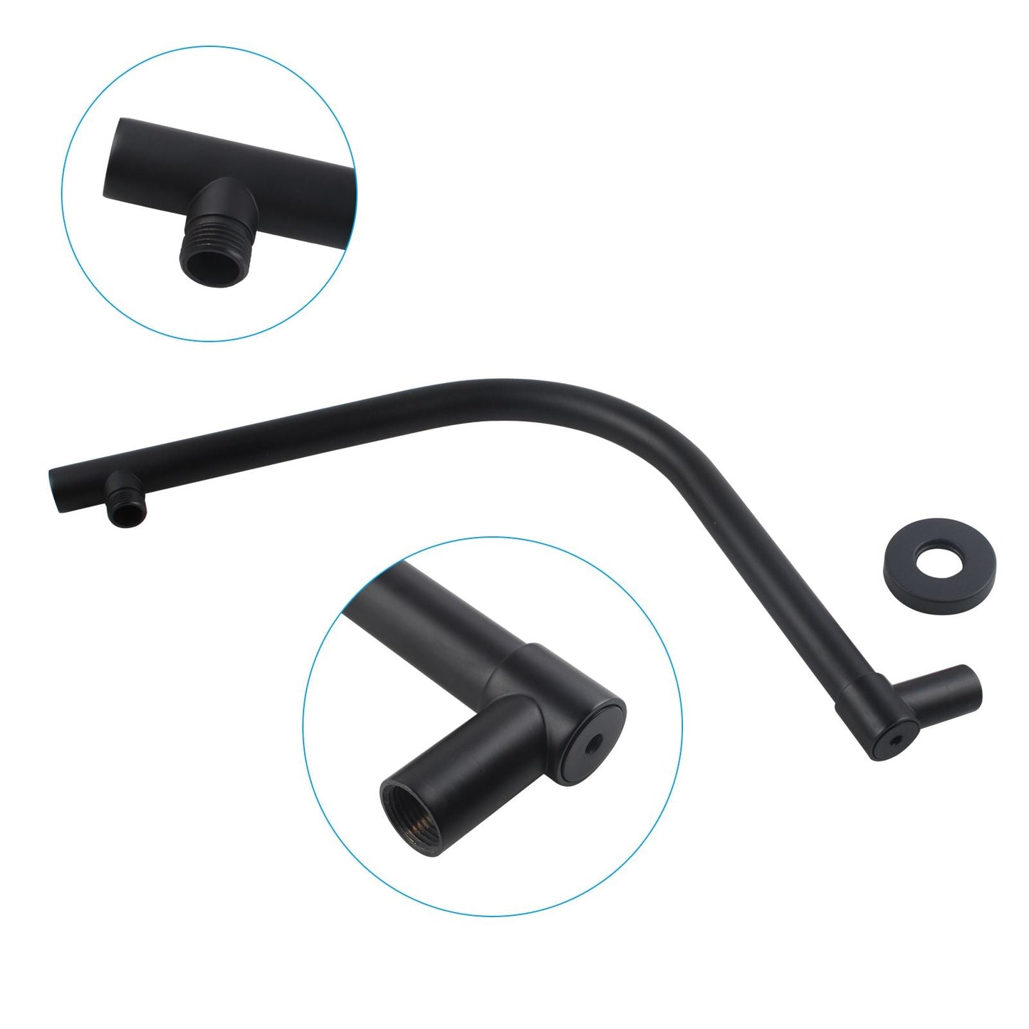 OX0128.SA Matte Black Round Wall Mounted Shower Arm