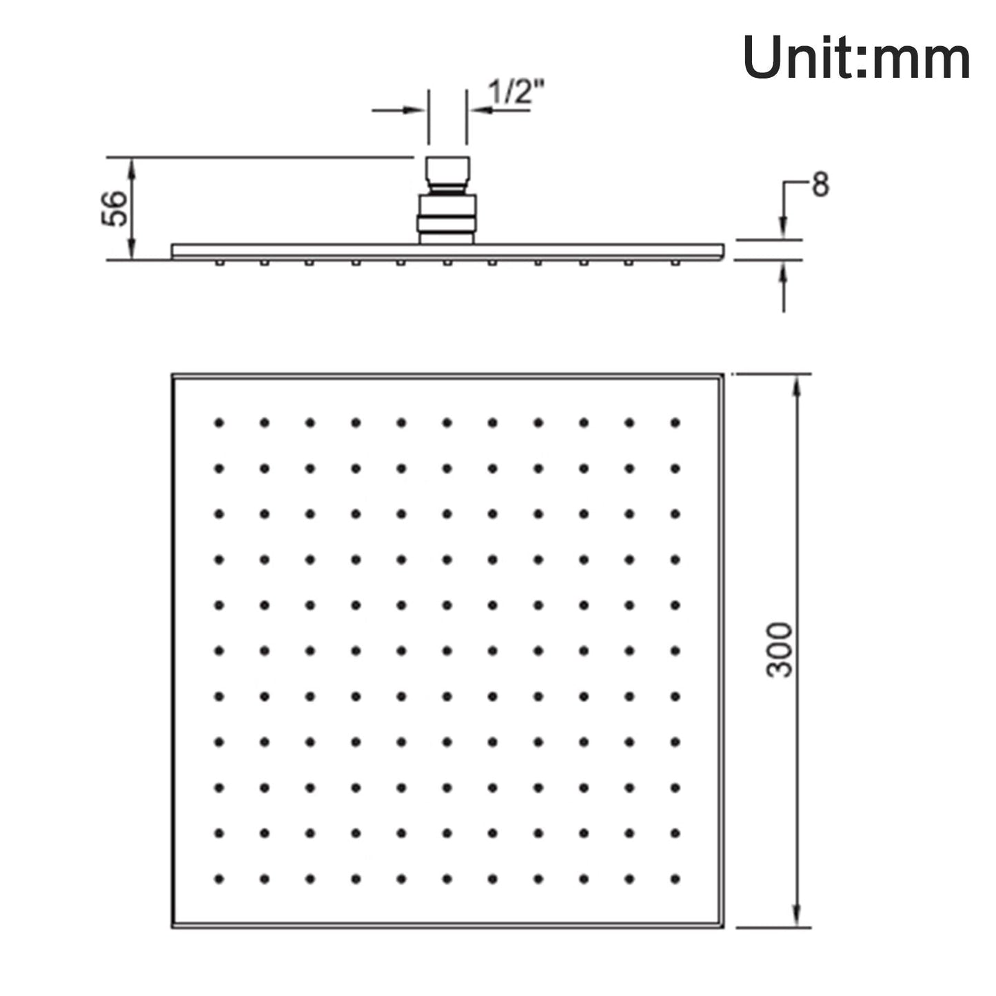 OX0133.SH Matte Black Square Shower Head