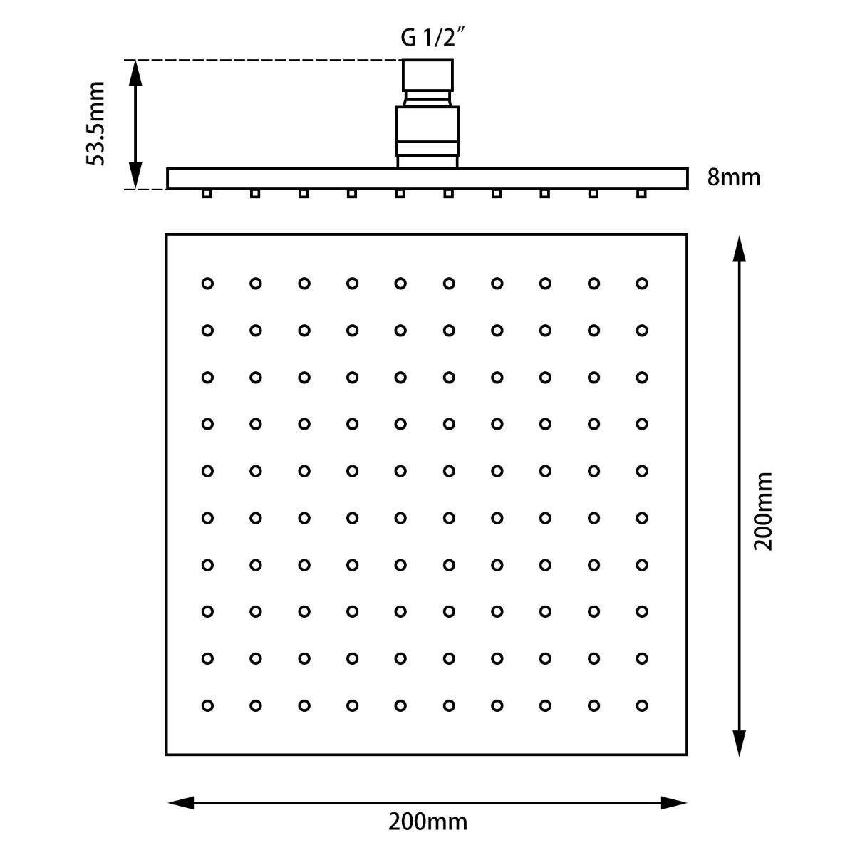 OX0134.SH Matte Black Square Shower Head
