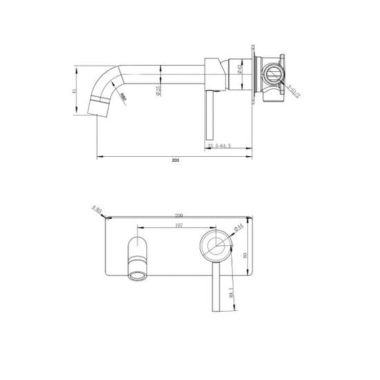 OX0144-2-EX.BM LUCID PIN Matte Black Circular Wall Mounted Wall Mixer