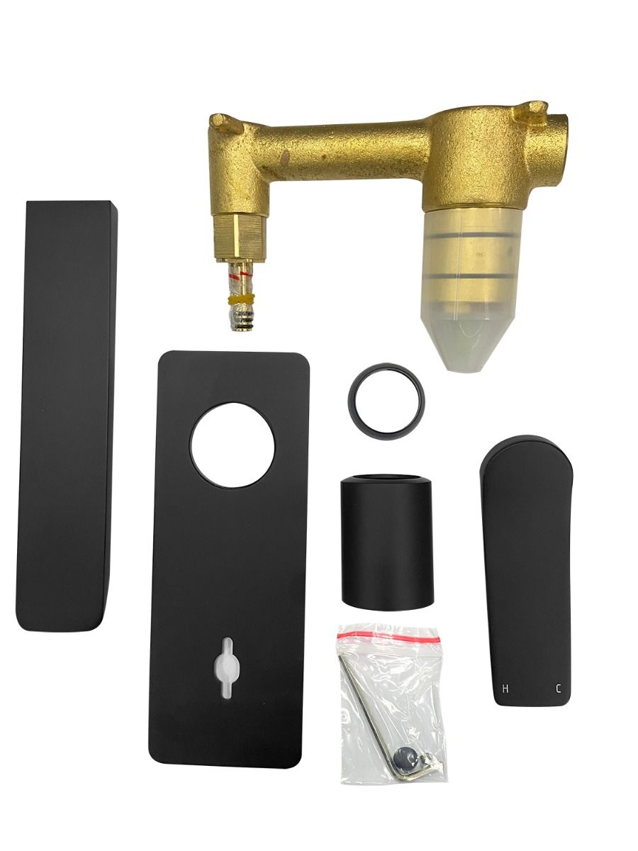 OX0153-2-EX.BM RUSHY Matte Black Square Wall Mounted Wall Mixer