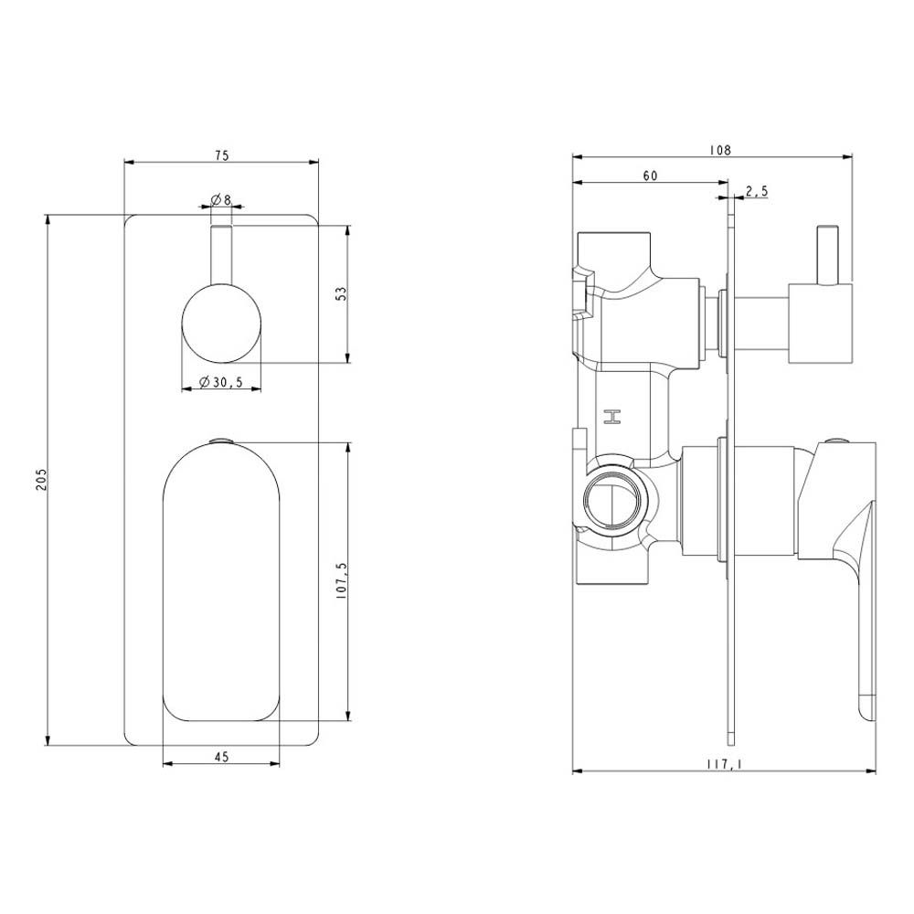 OX0165-2.ST VOG Matte Black Wall Mounted Mixer