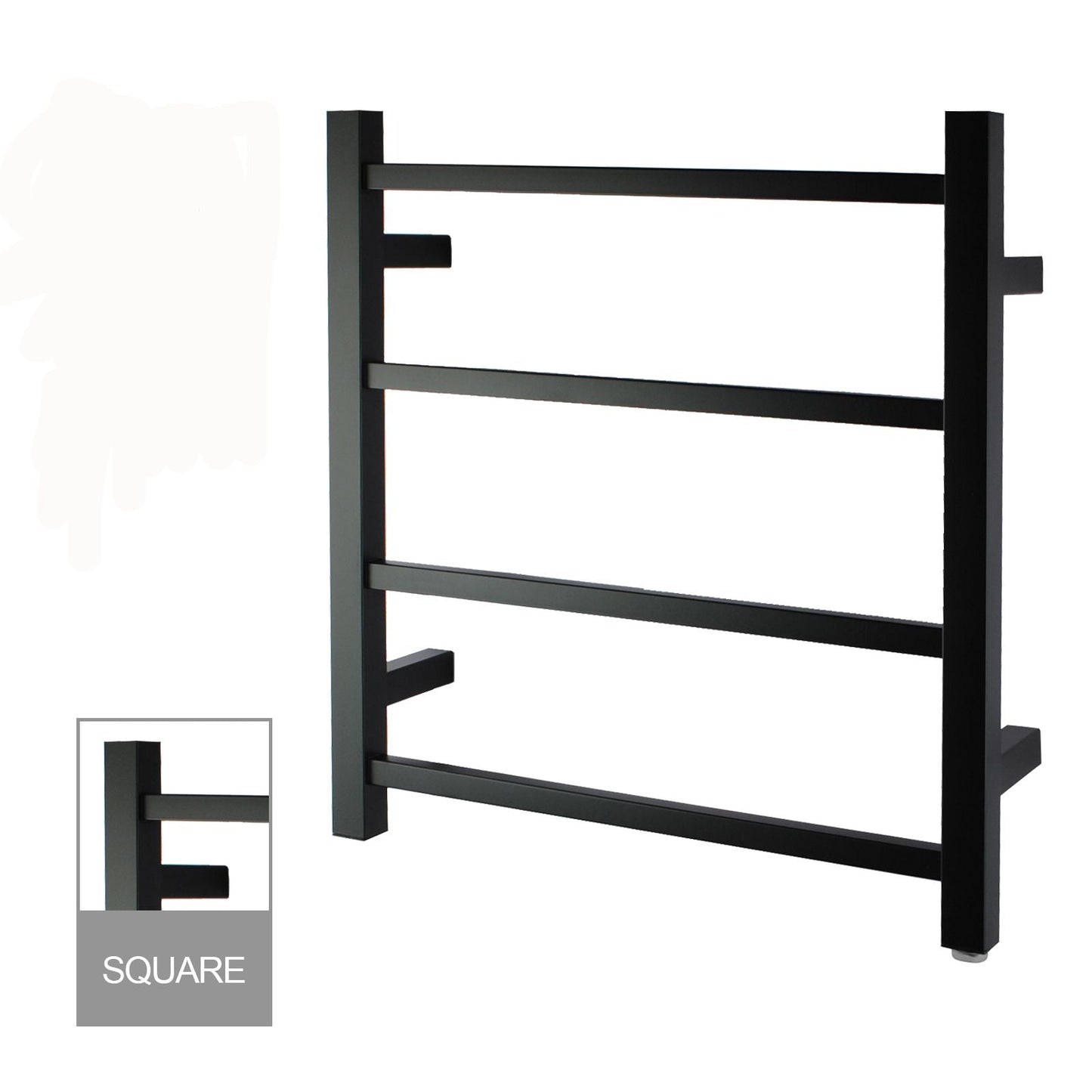 OX04.S.HTR OX Matte Black Wall Mounted Towel Warmer