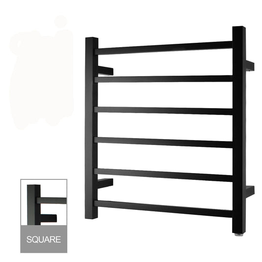 OX06.S.HTR OX Matte Black Square Wall Mounted Towel Warmer