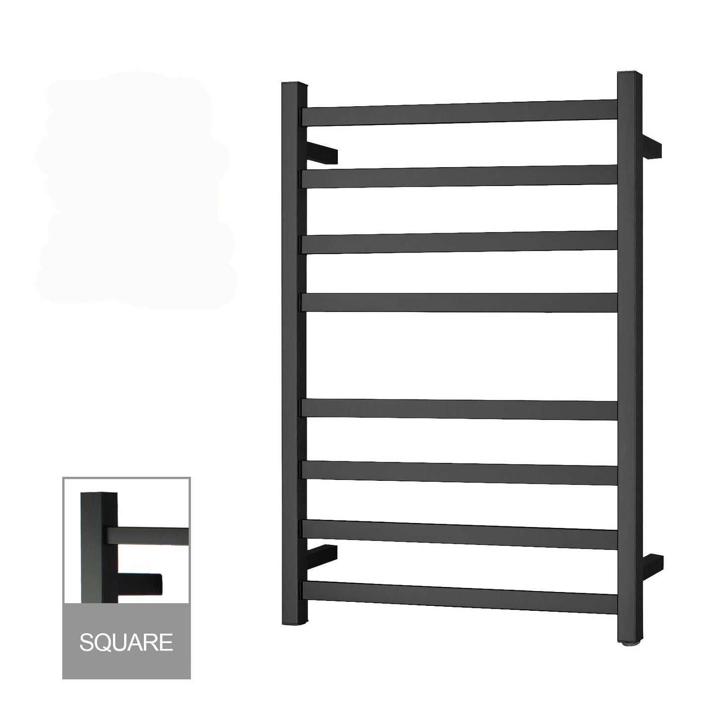 OX08.S.HTR Matte Black Square Wall Mounted Towel Warmer