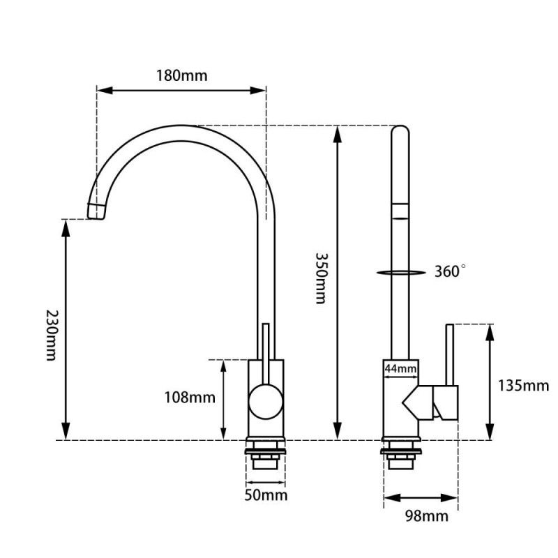 OX1026.KM Matte Black Round Above Counter Mixer