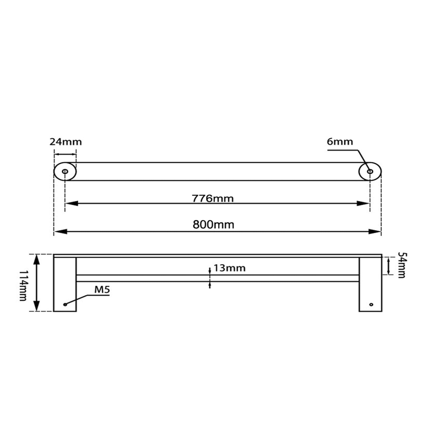 OX6502.8.TR Matte Black Wall Mounted Towel Rail