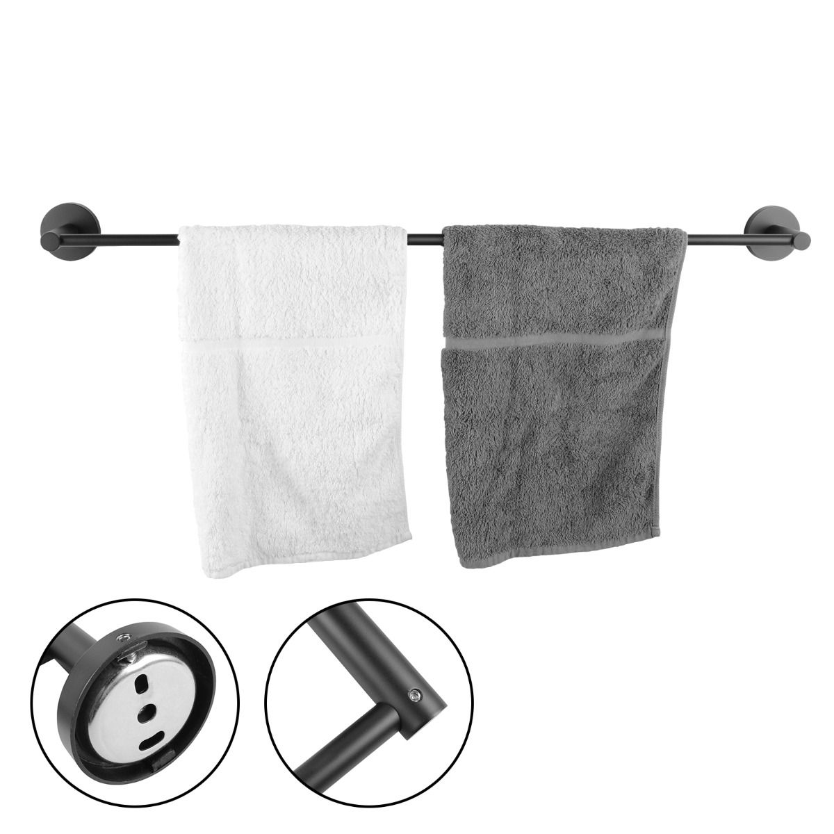 OX6601.TR Matte Black Round Wall Mounted Towel Rail