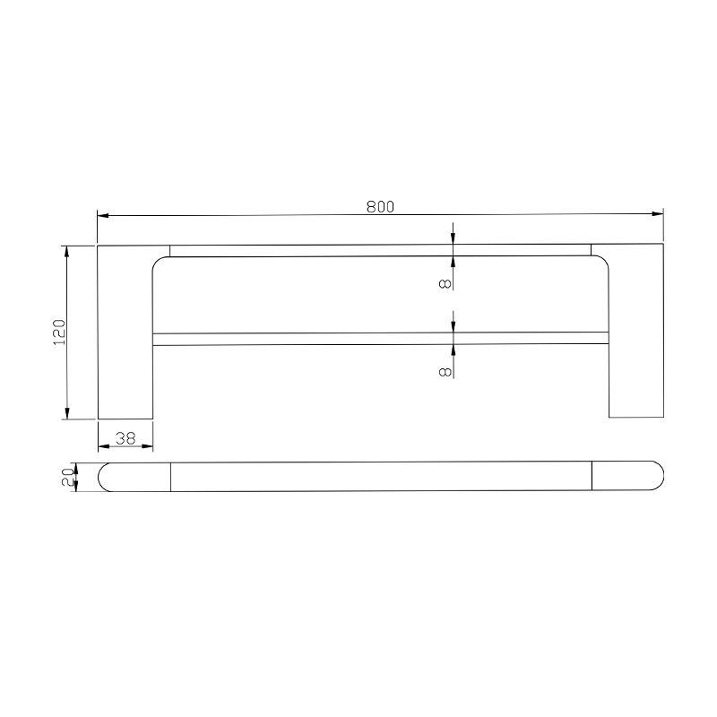 OX8002.8.TR Matte Black Wall Mounted Towel Rail