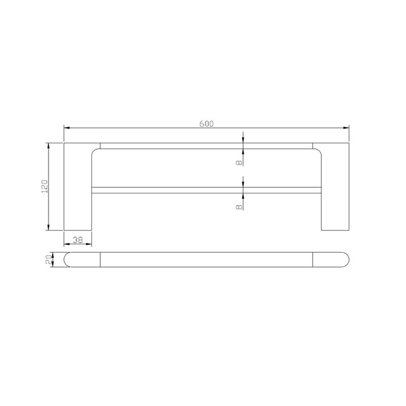 OX8002.TR Matte Black Wall Mounted Towel Rail