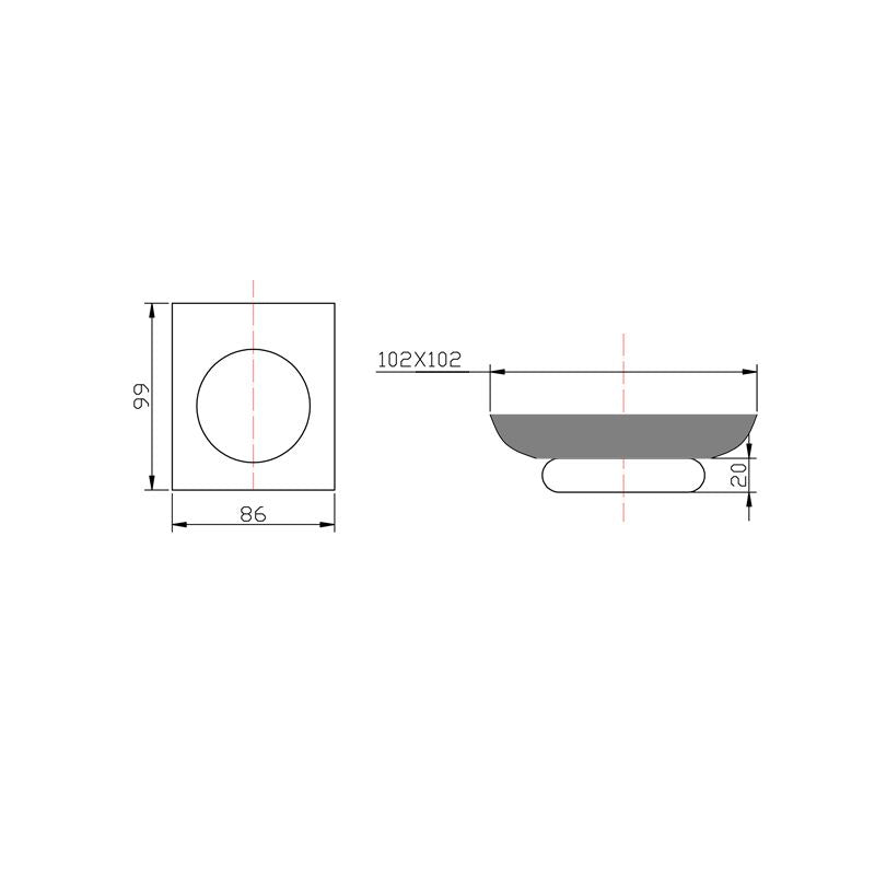 OX8006.TR Matte Black Rectangular Wall Mounted Soap Dish