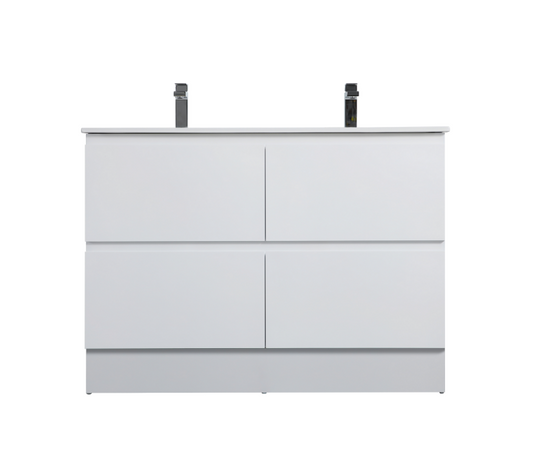 P124KB Riva Gloss White Rectangular Wall hung Vanity