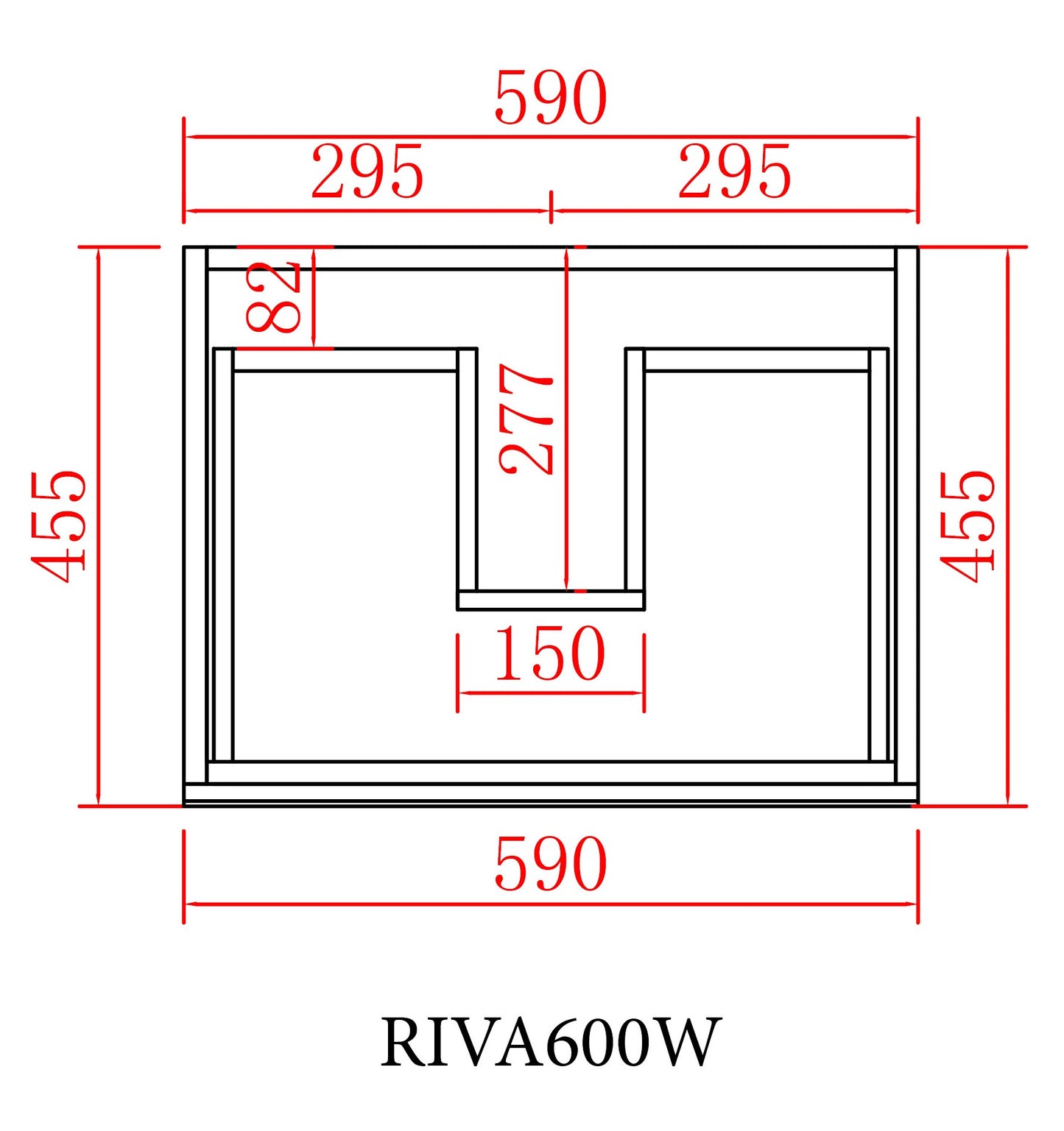 P64KB Riva Gloss White Rectangular Wall hung Vanity