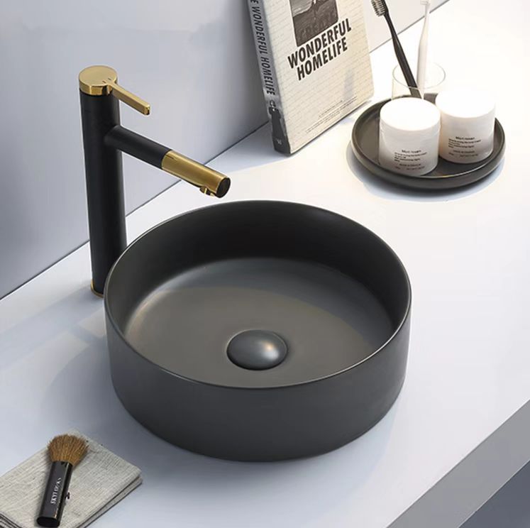 PA3511GMG Luna Matte Dark Grey Round Above Counter Basin