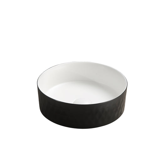 PA3636BW Luna Matte White and Black Round Above Counter Basin