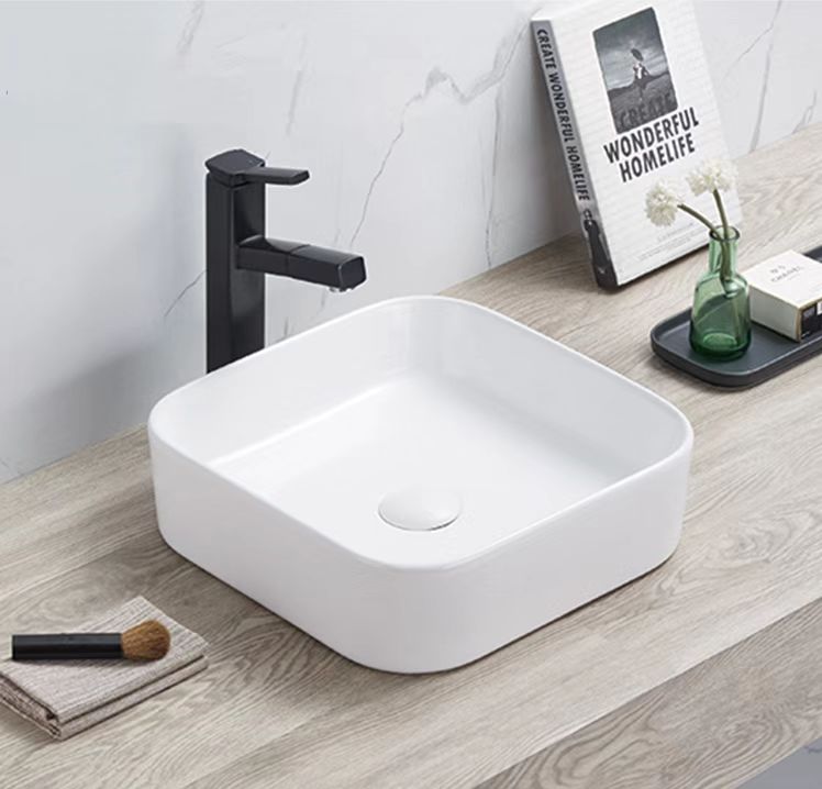 PA3711 Qubix Gloss White Square Above Counter Basin