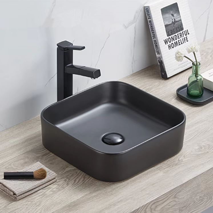 PA3711MB Qubix Matte Black Square Above Counter Basin