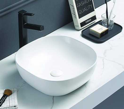 PA37375MW Qubix Matte White Square Above Counter Basin