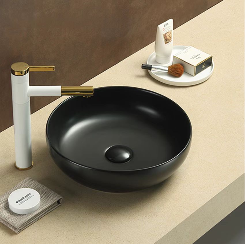 PA37378MB Ronda Matte Black Round Above Counter Basin