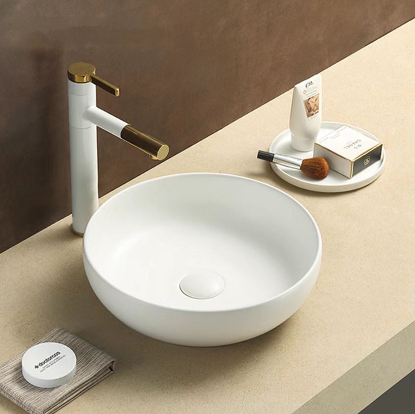 PA37378MW Ronda Matte White Round Above Counter Basin