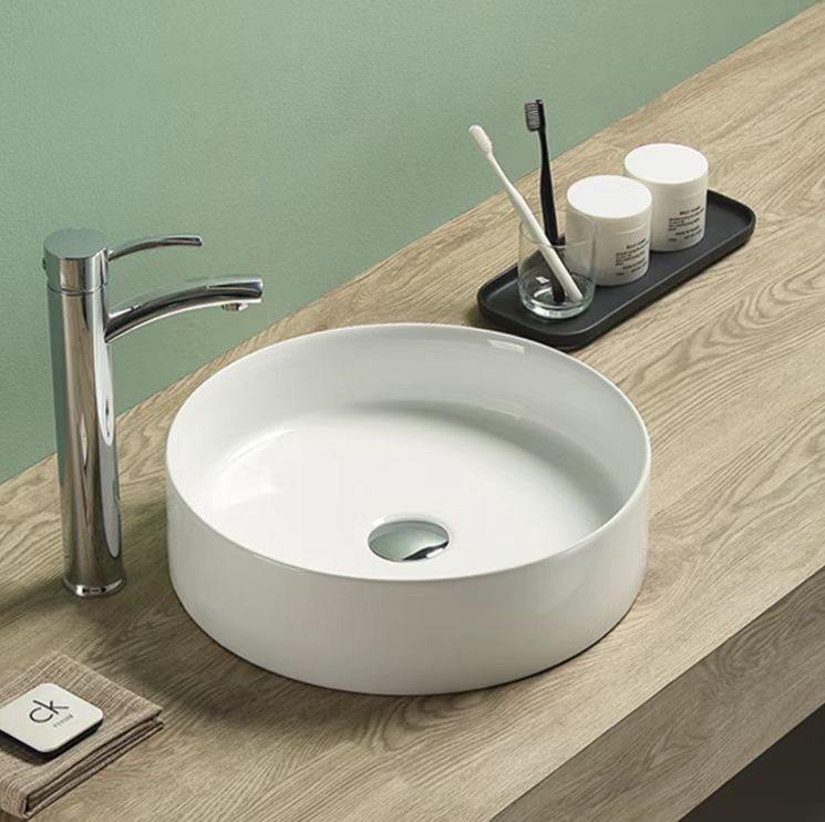 PA3911 Luna Gloss White Round Above Counter Basin