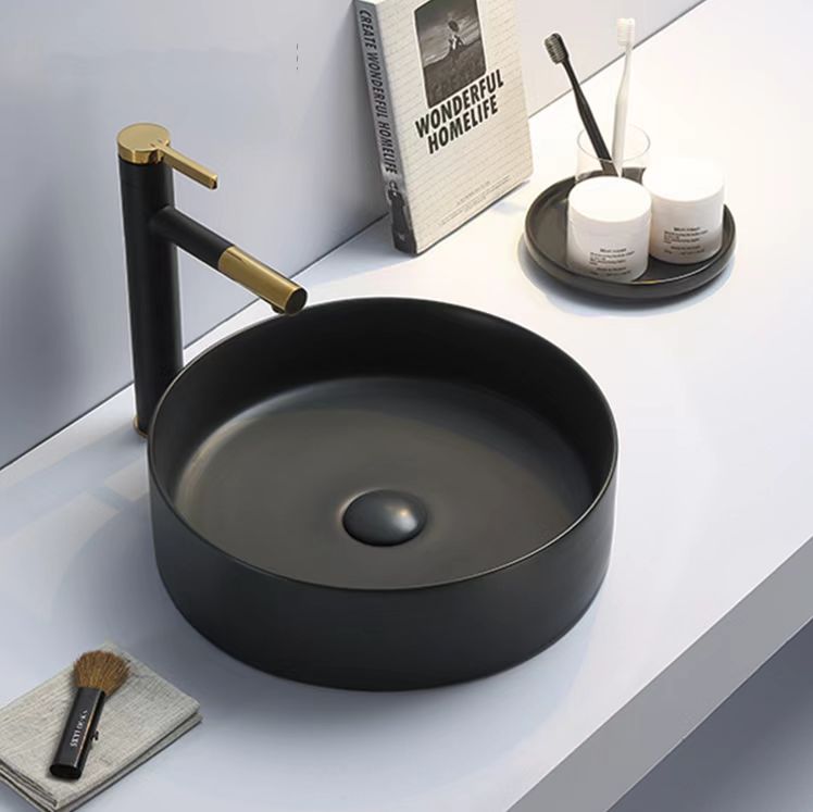 PA3911MB Luna Matte Black Round Above Counter Basin