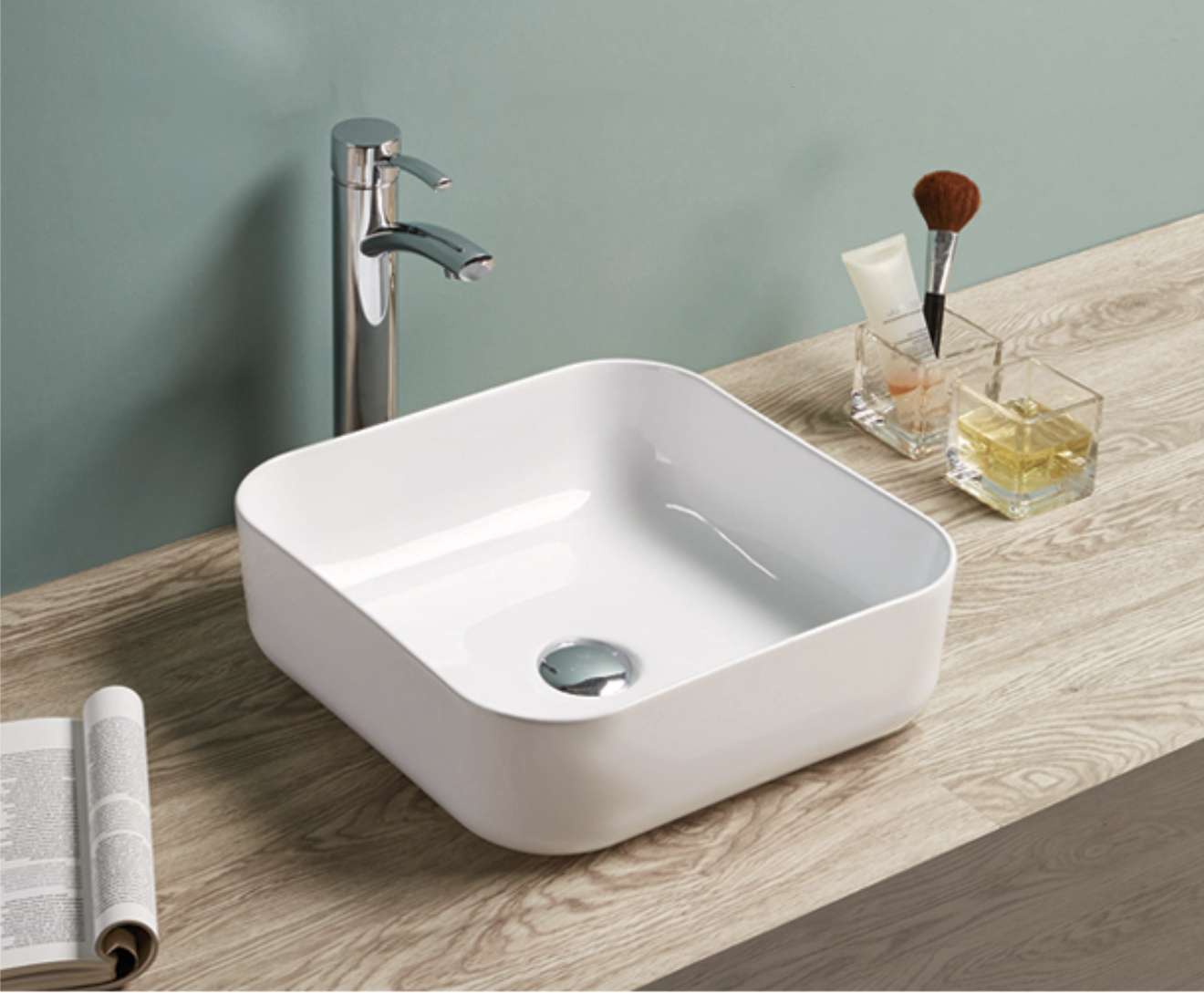 PA3939 Gloss White Square Above Counter Basin