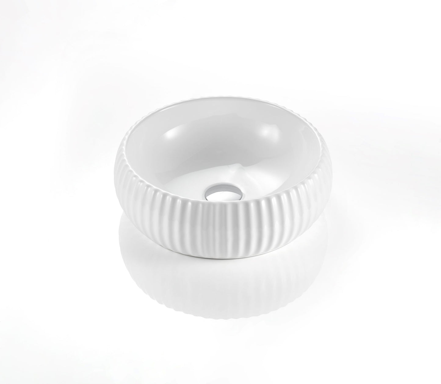 PA4014 Cascade Gloss, Matte White, Black Round Above Counter Basin