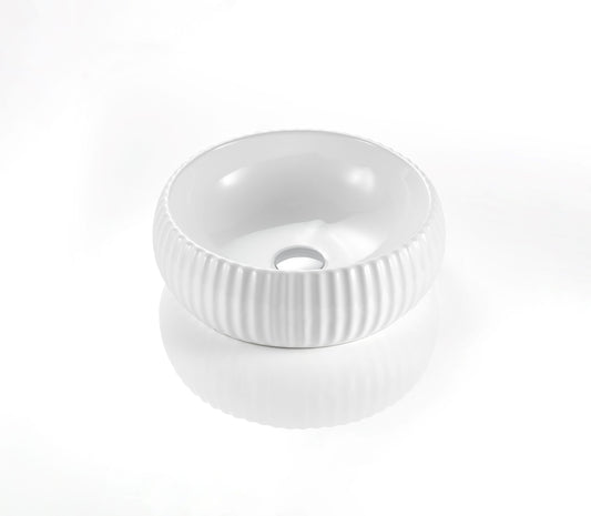 PA4014 Cascade Gloss, Matte White, Black Round Above Counter Basin