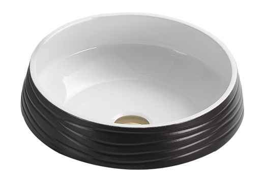 PA4343BW Ronda Matte White and Copper Round Above Counter Basin