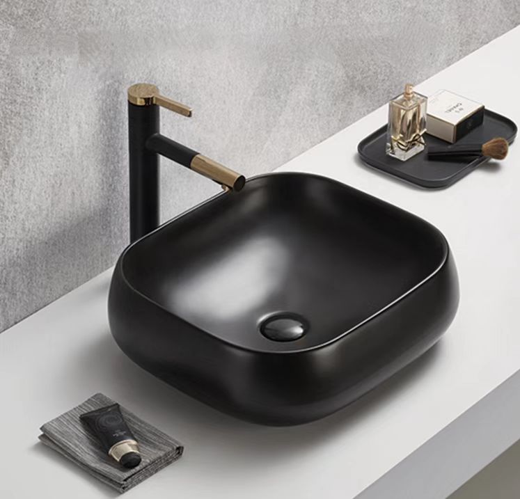PA4540MB Qubix Matte Black Rectangular Above Counter Basin