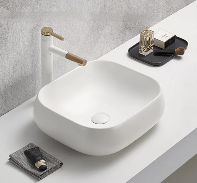 PA4540MW Qubix Matte White Rectangular Above Counter Basin