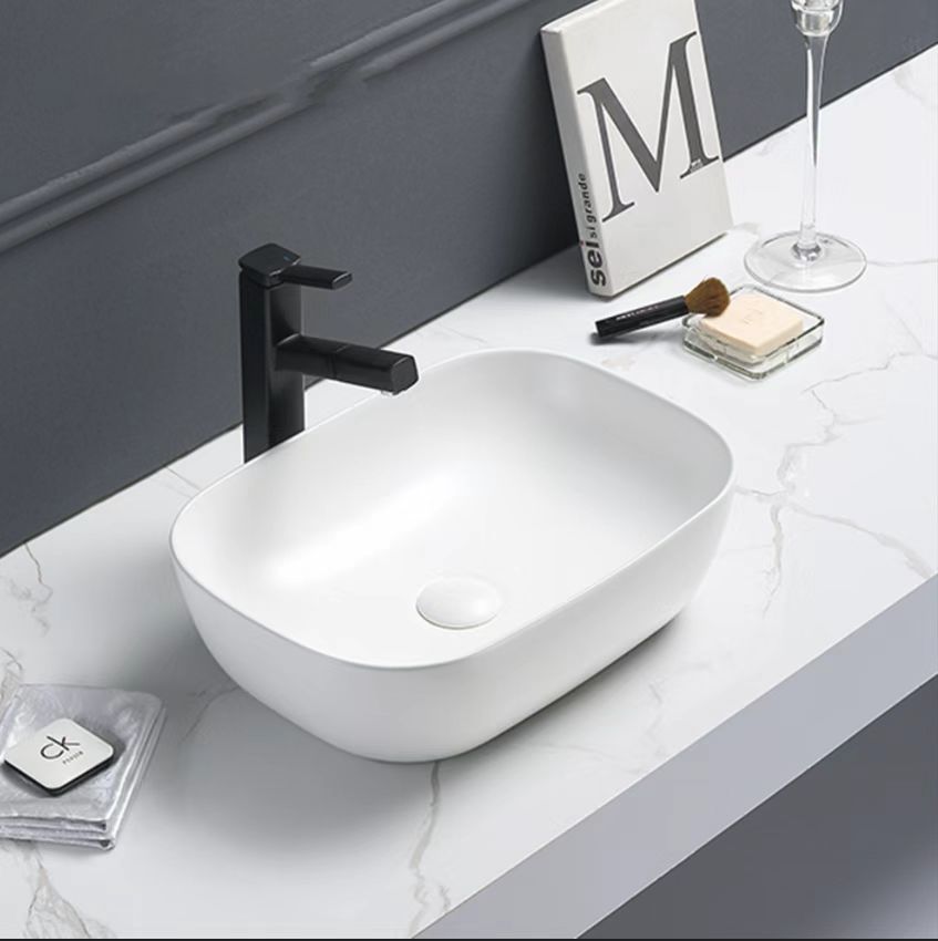 PA4632MW Qubix Matte White Rectangular Above Counter Basin