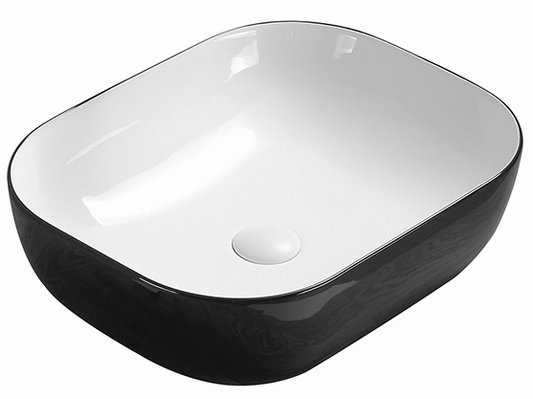 PA4939BW Qubix White and Black Rectangular Above Counter Basin