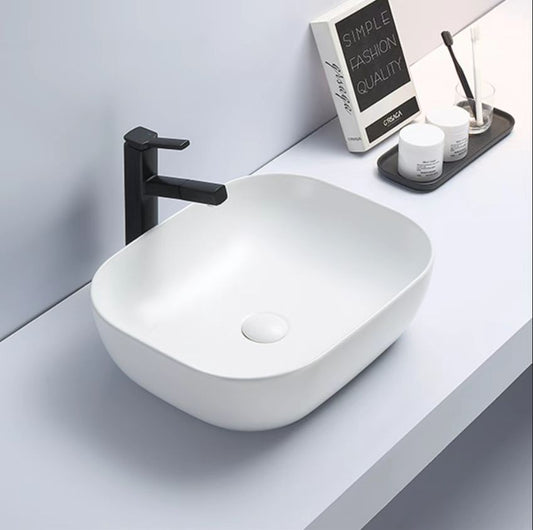 PA4939MW Qubix Matte White Rectangular Above Counter Basin